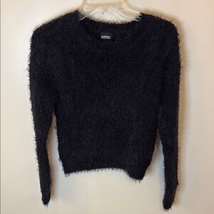 LAST CALL Katie J NYC Black Pammy “Sweatert” Fuzzy Crew Neck Sweater
